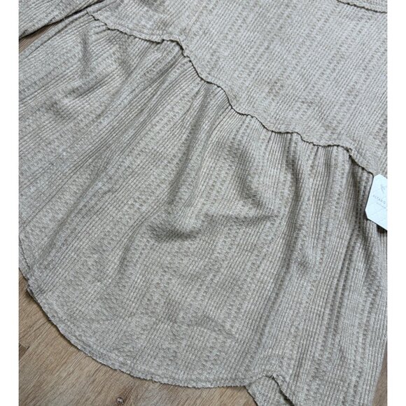 Altard State Beige Waffle Knit Long Sleeve Babydoll Top Size XS NWT - Picture 2 of 9
